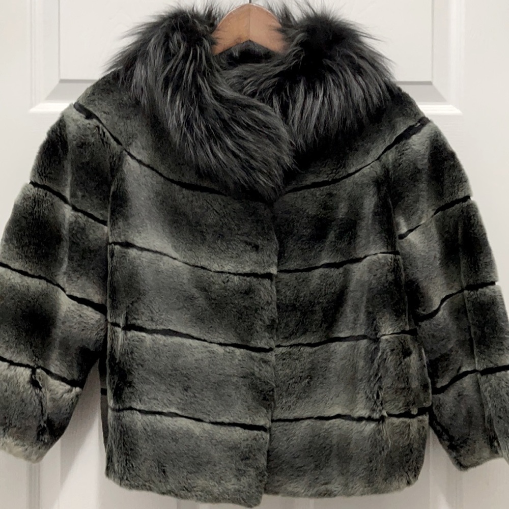 Real Fur crop jacket Size 42 / M/L Gray/Black